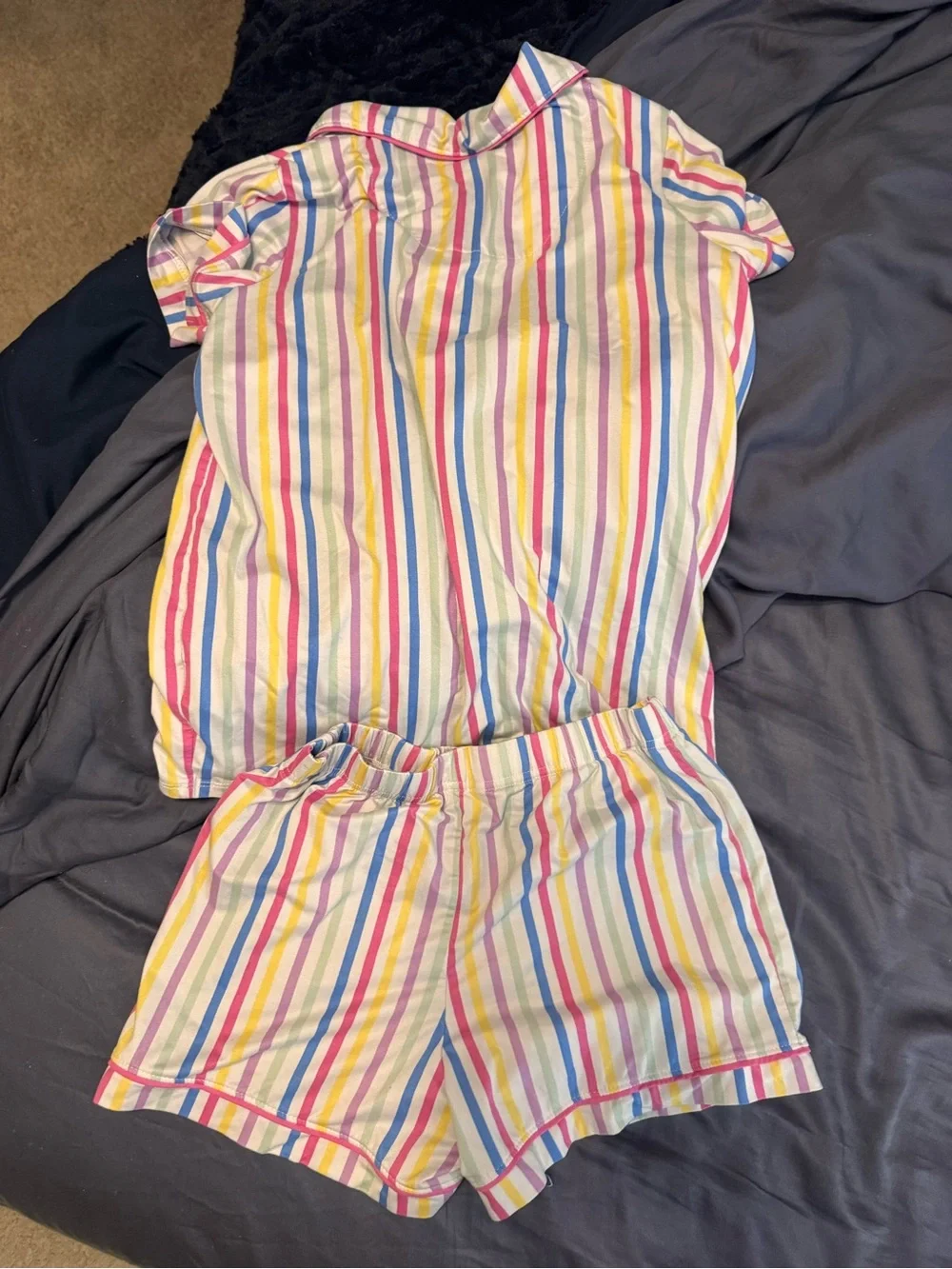 Girls' Multicolor Stripe Short Pajama Set